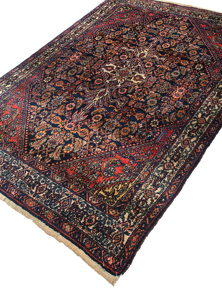 aalam blue wool hand knotted Rug - FoldShot