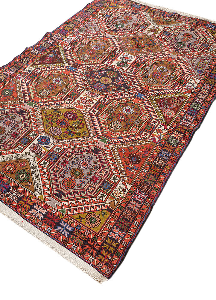 kiaan blue wool and silk hand knotted Rug - FoldShot