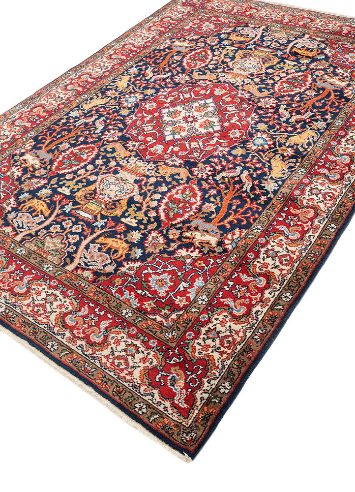 aalam red and orange wool hand knotted Rug - FoldShot