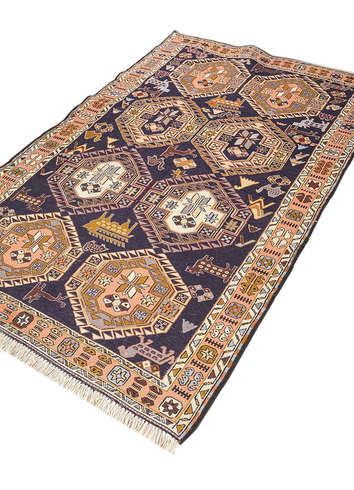 kiaan red and orange wool hand knotted Rug - FoldShot