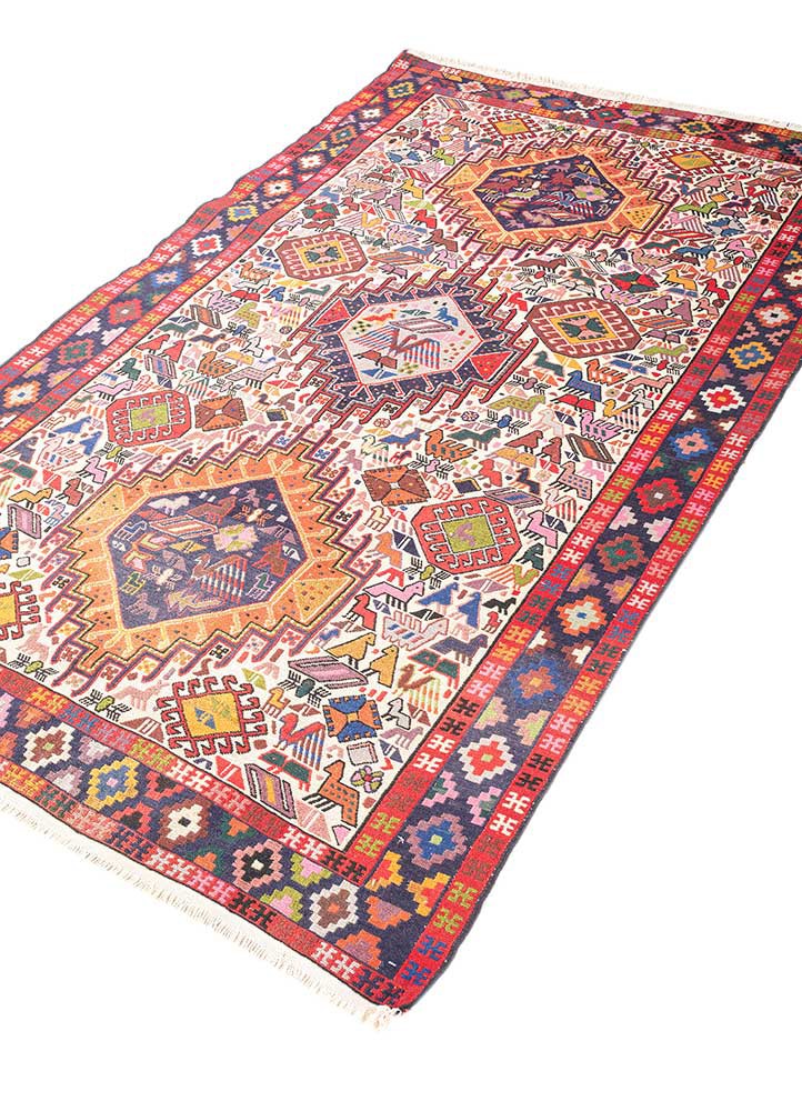 kiaan blue wool and silk hand knotted Rug - FoldShot