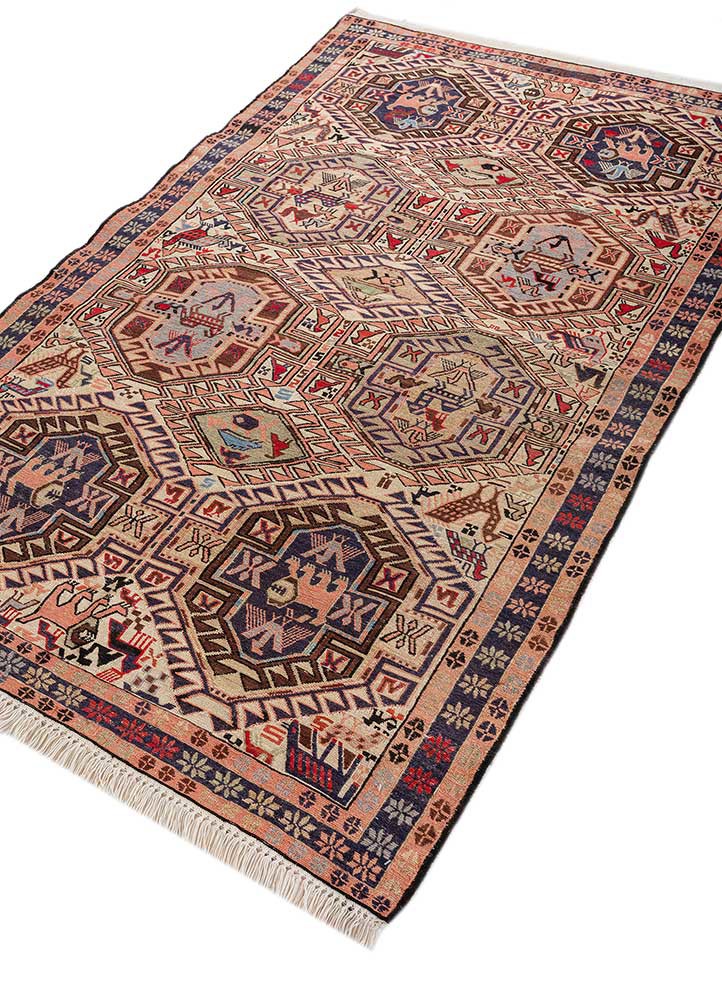 kiaan red and orange wool and silk hand knotted Rug - FoldShot