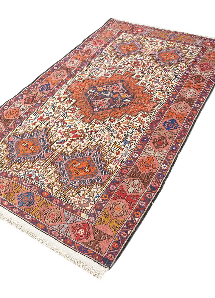 kiaan red and orange wool and silk hand knotted Rug - FoldShot