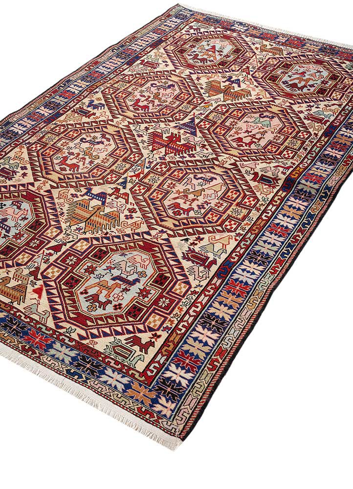 kiaan red and orange wool and silk hand knotted Rug - FoldShot