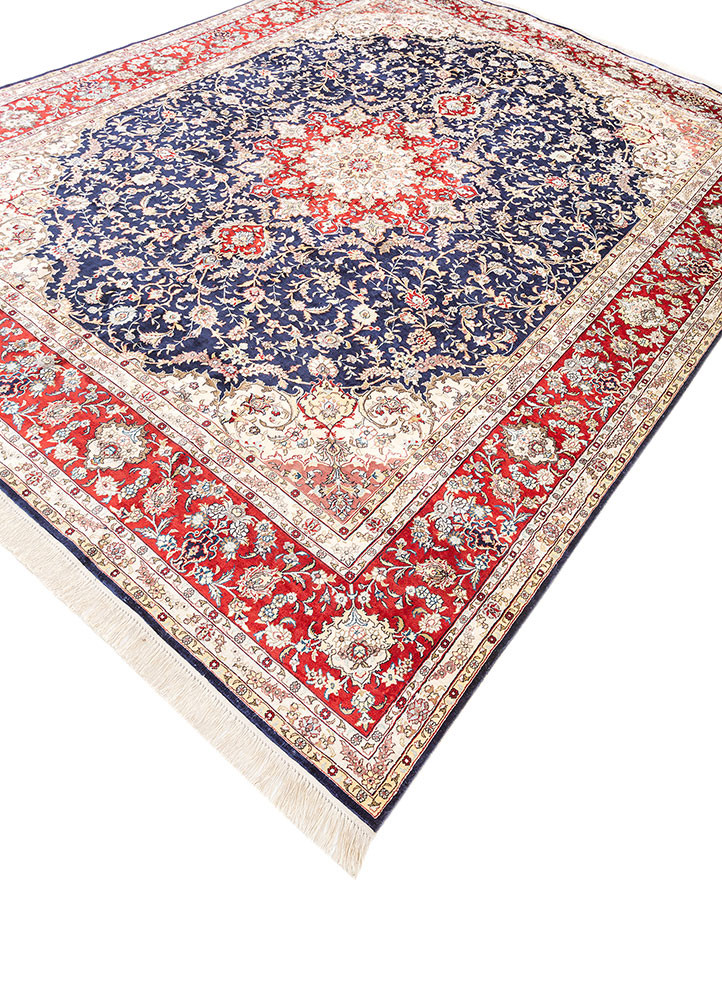 gulmarg blue silk hand knotted Rug - FoldShot gulmarg blue silk hand knotted Rug - FoldShot