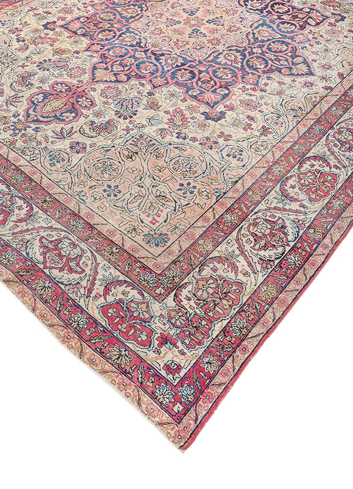 aalam pink and purple wool hand knotted Rug - FoldShot