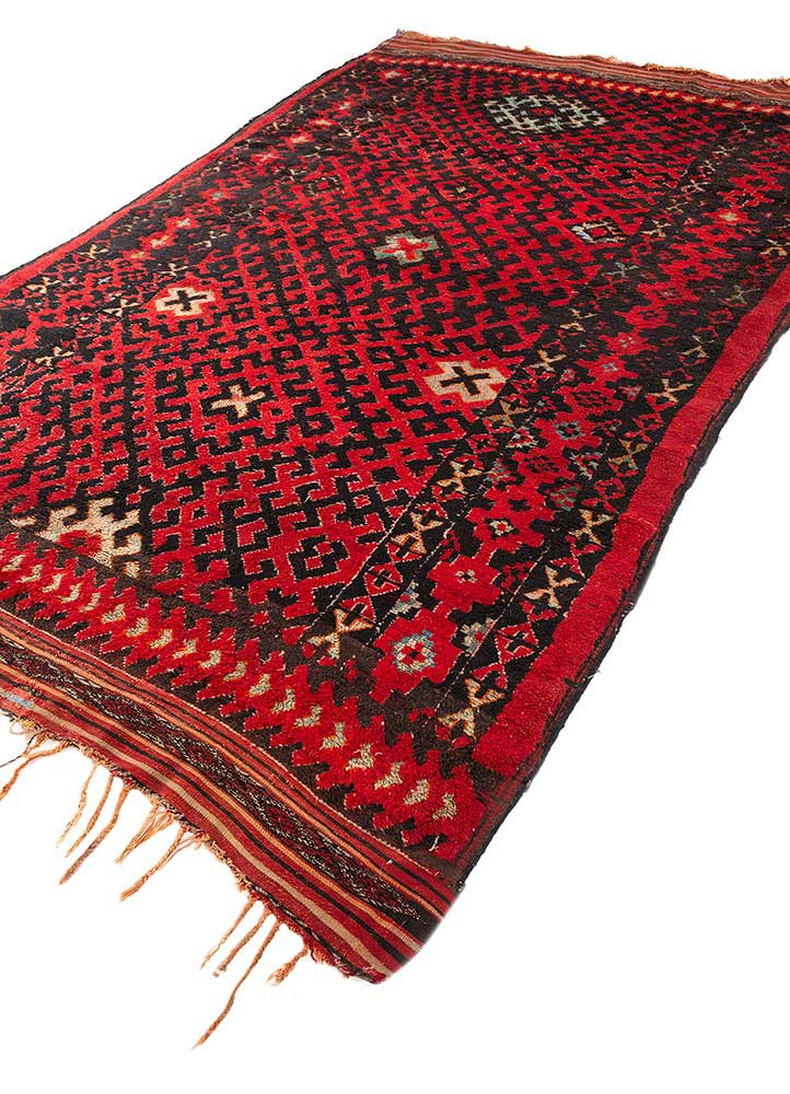 kiaan red and orange wool hand knotted Rug - FoldShot