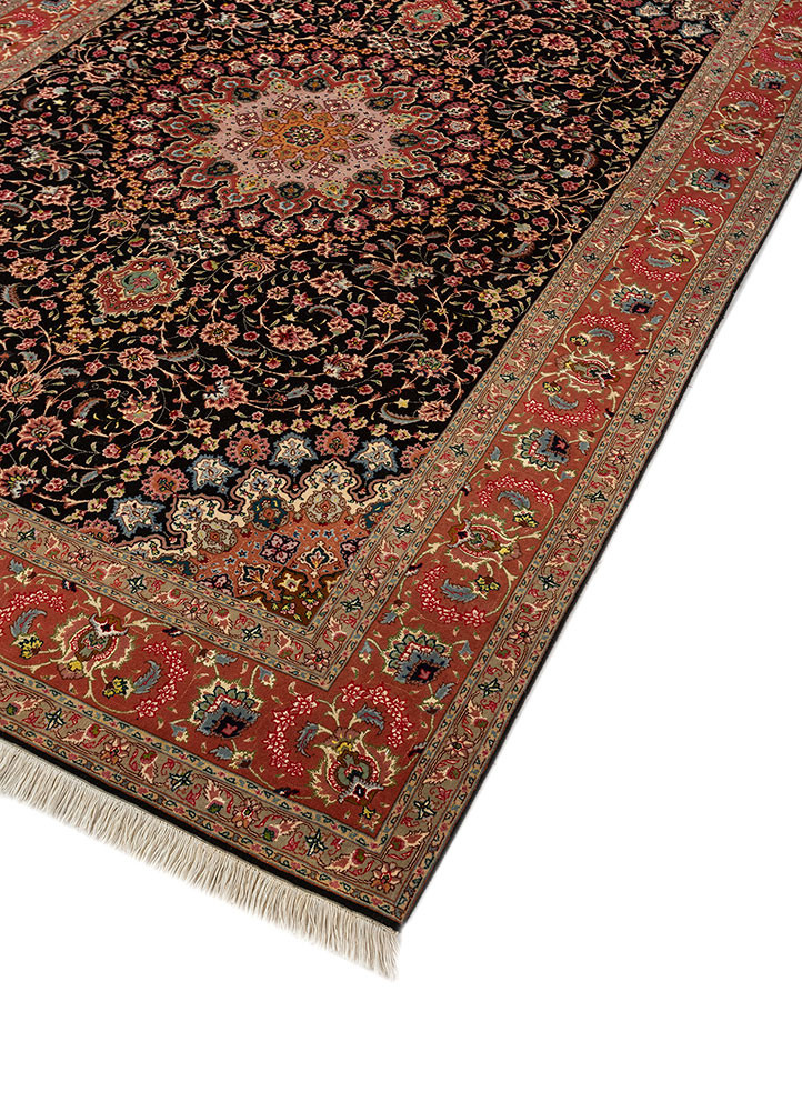 aalam grey and black wool and silk hand knotted Rug - FoldShot