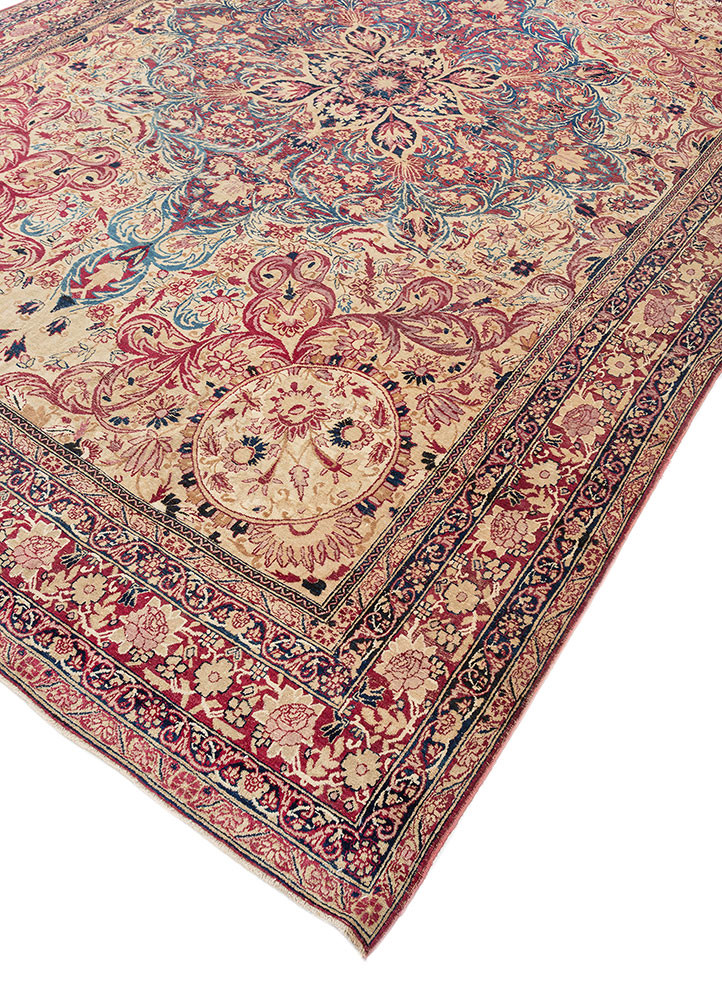 aalam pink and purple wool hand knotted Rug - FoldShot aalam pink and purple wool hand knotted Rug - FoldShot