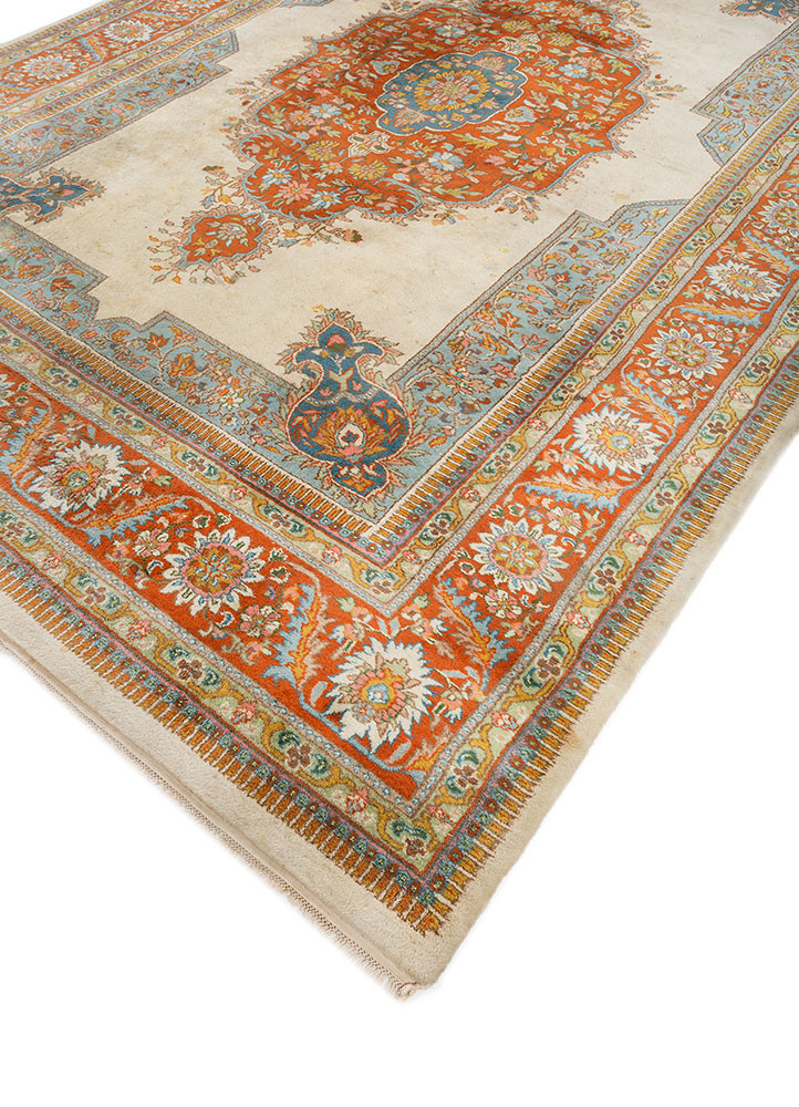 aalam red and orange wool hand knotted Rug - FoldShot aalam red and orange wool hand knotted Rug - FoldShot