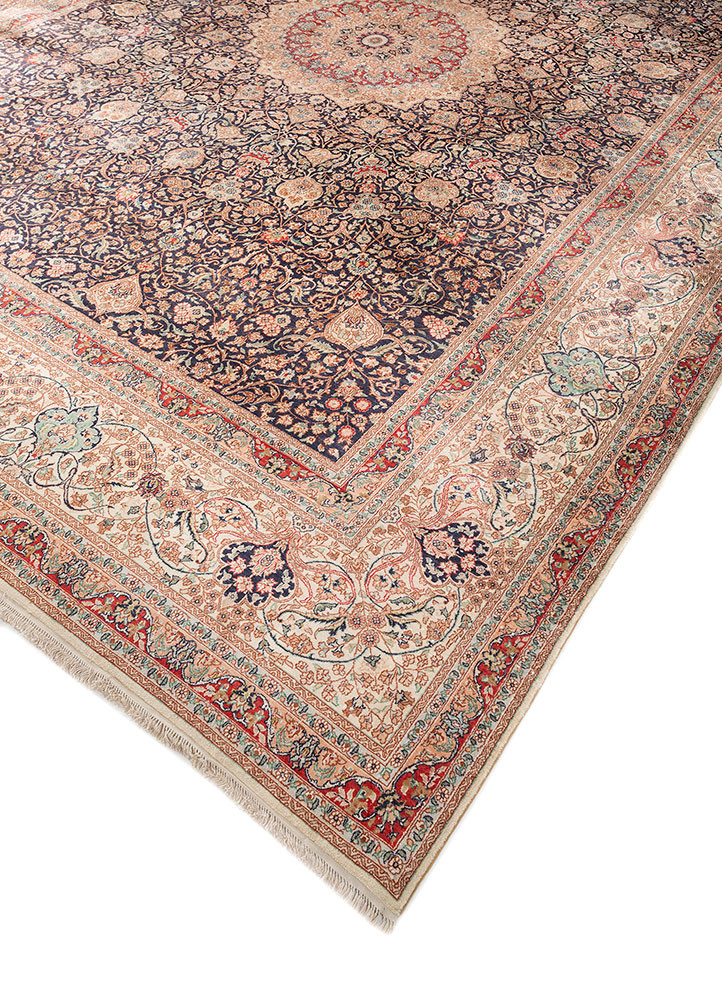 gulmarg pink and purple silk hand knotted Rug - FoldShot gulmarg pink and purple silk hand knotted Rug - FoldShot