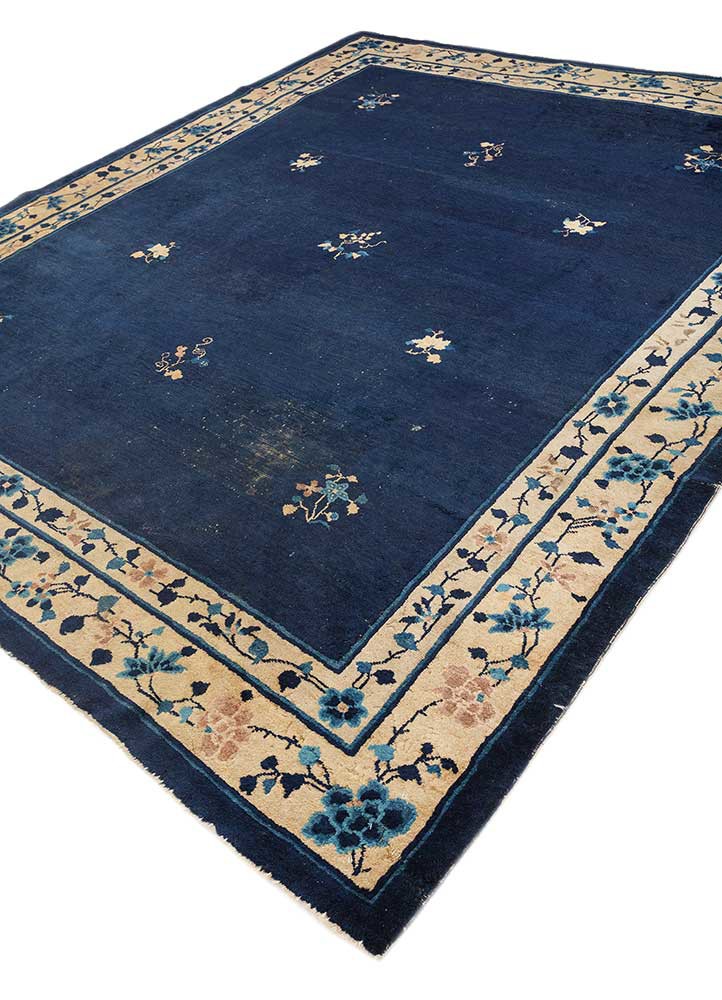 pechino blue wool hand knotted Rug - FoldShot pechino blue wool hand knotted Rug - FoldShot