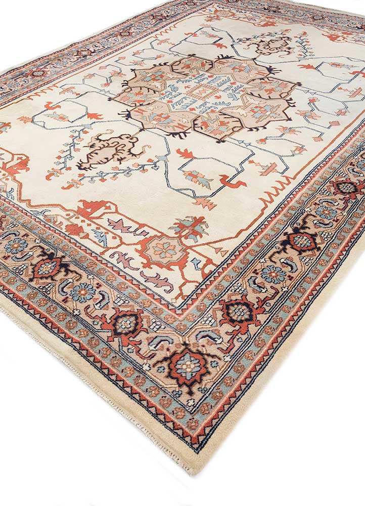aalam beige and brown wool hand knotted Rug - FoldShot