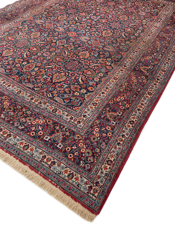 aalam blue wool hand knotted Rug - FoldShot aalam blue wool hand knotted Rug - FoldShot