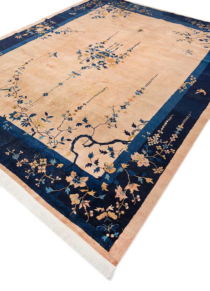 pechino red and orange wool hand knotted Rug - FoldShot