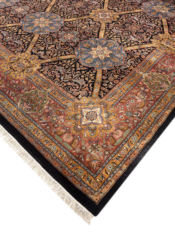 aalam beige and brown wool hand knotted Rug - FoldShot