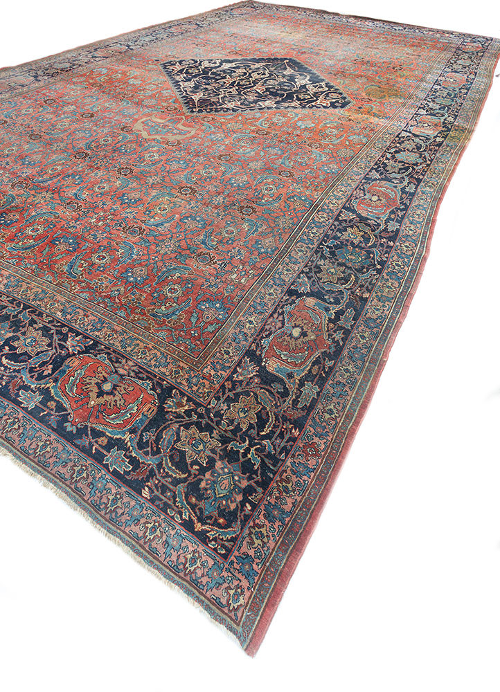 aalam blue wool hand knotted Rug - FoldShot aalam blue wool hand knotted Rug - FoldShot