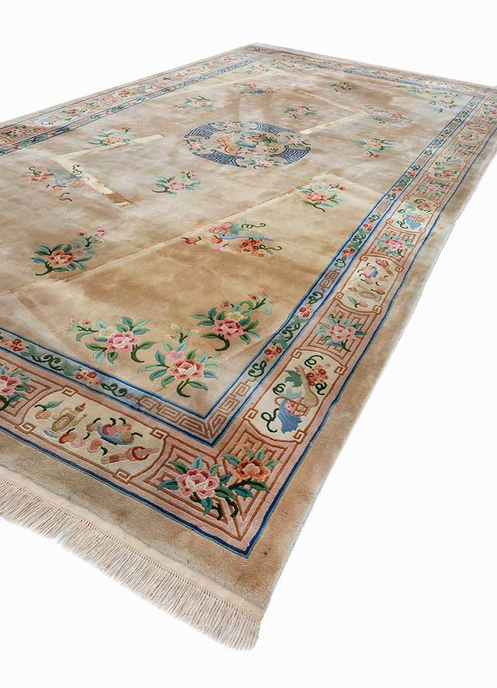 pechino ivory wool hand knotted Rug - FoldShot