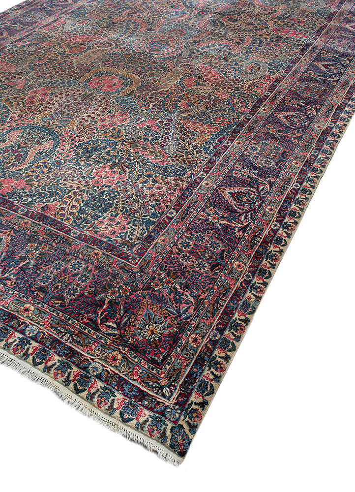 aalam blue wool hand knotted Rug - FoldShot aalam blue wool hand knotted Rug - FoldShot