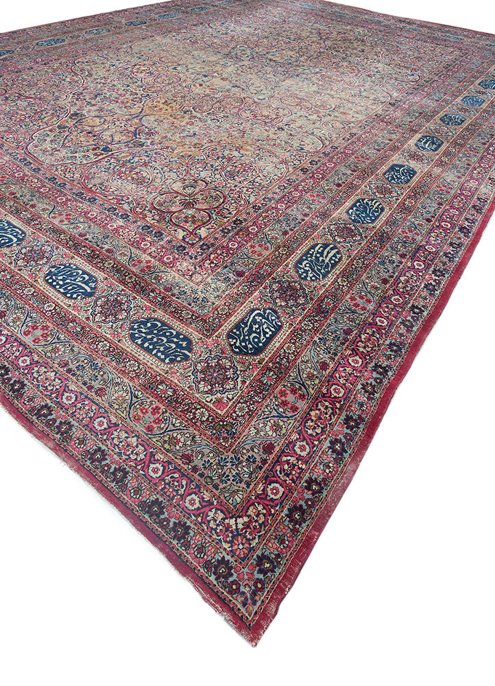 aalam red and orange wool hand knotted Rug - FoldShot aalam red and orange wool hand knotted Rug - FoldShot