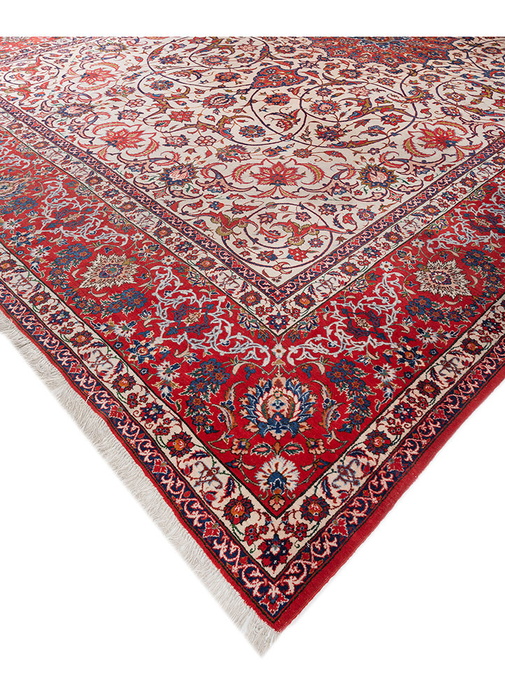 aalam red and orange wool hand knotted Rug - FoldShot