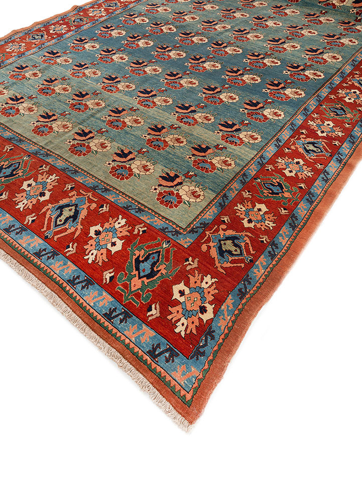 aalam blue wool hand knotted Rug - FoldShot