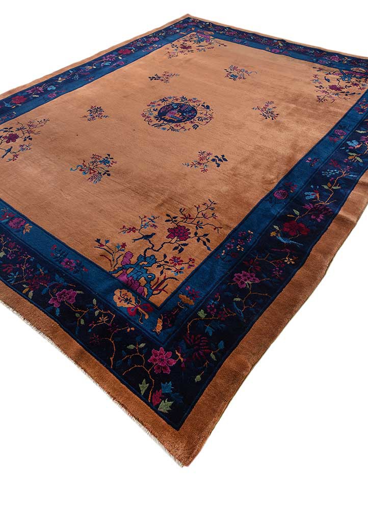 pechino beige and brown wool hand knotted Rug - FoldShot