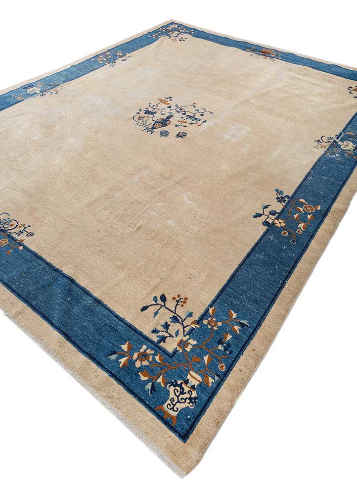pechino beige and brown wool hand knotted Rug - FoldShot pechino beige and brown wool hand knotted Rug - FoldShot