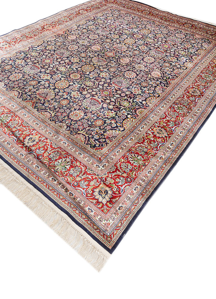 gulmarg blue silk hand knotted Rug - FoldShot