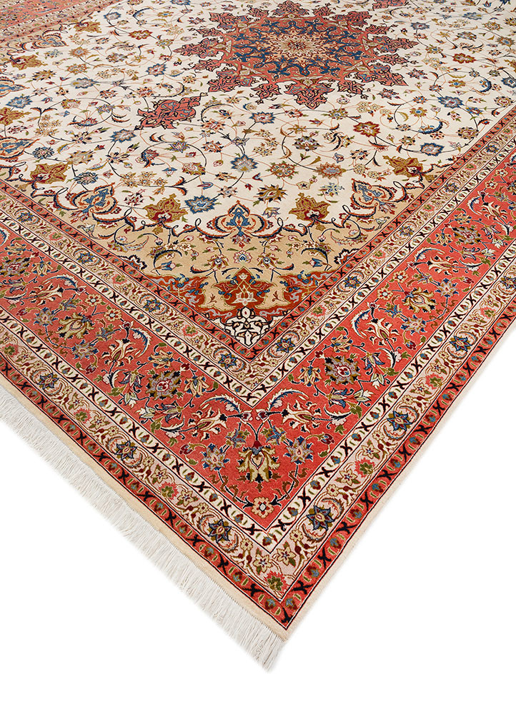 aalam red and orange wool hand knotted Rug - FoldShot aalam red and orange wool hand knotted Rug - FoldShot