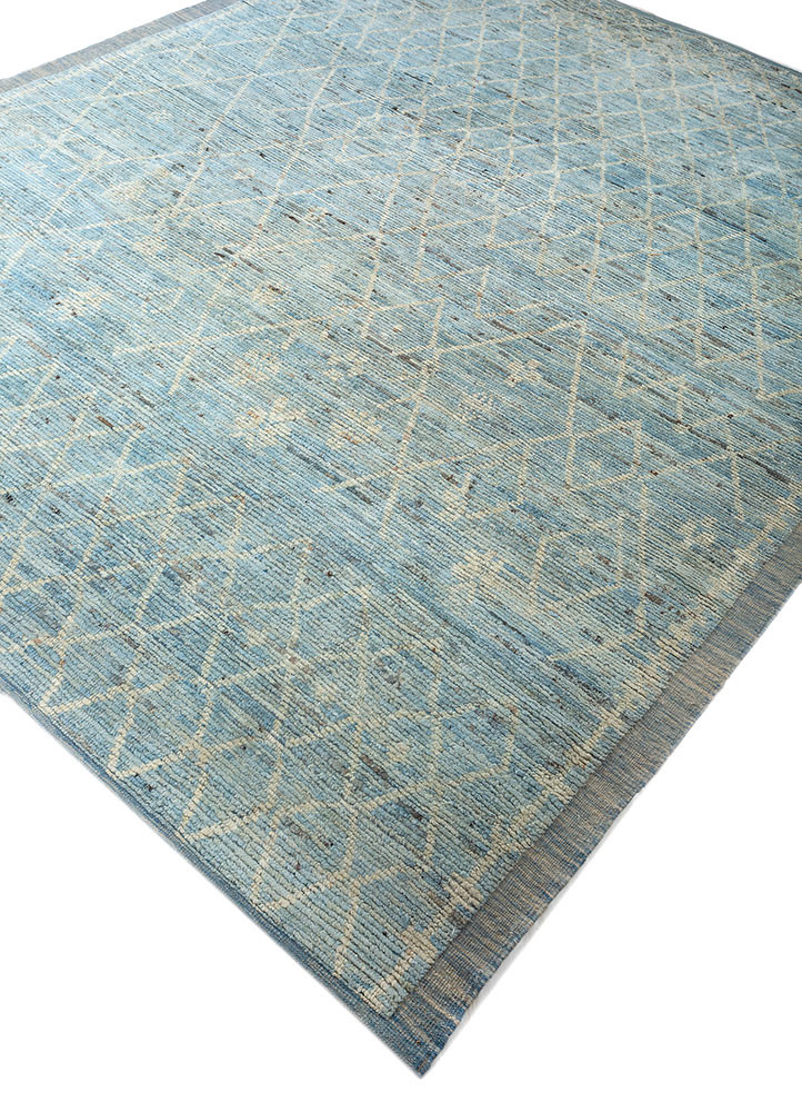 zuri blue wool hand knotted Rug - FoldShot zuri blue wool hand knotted Rug - FoldShot