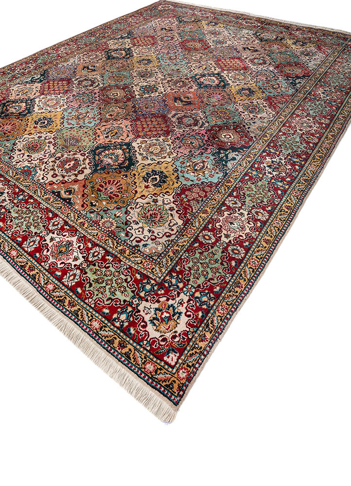 aalam red and orange wool hand knotted Rug - FoldShot aalam red and orange wool hand knotted Rug - FoldShot