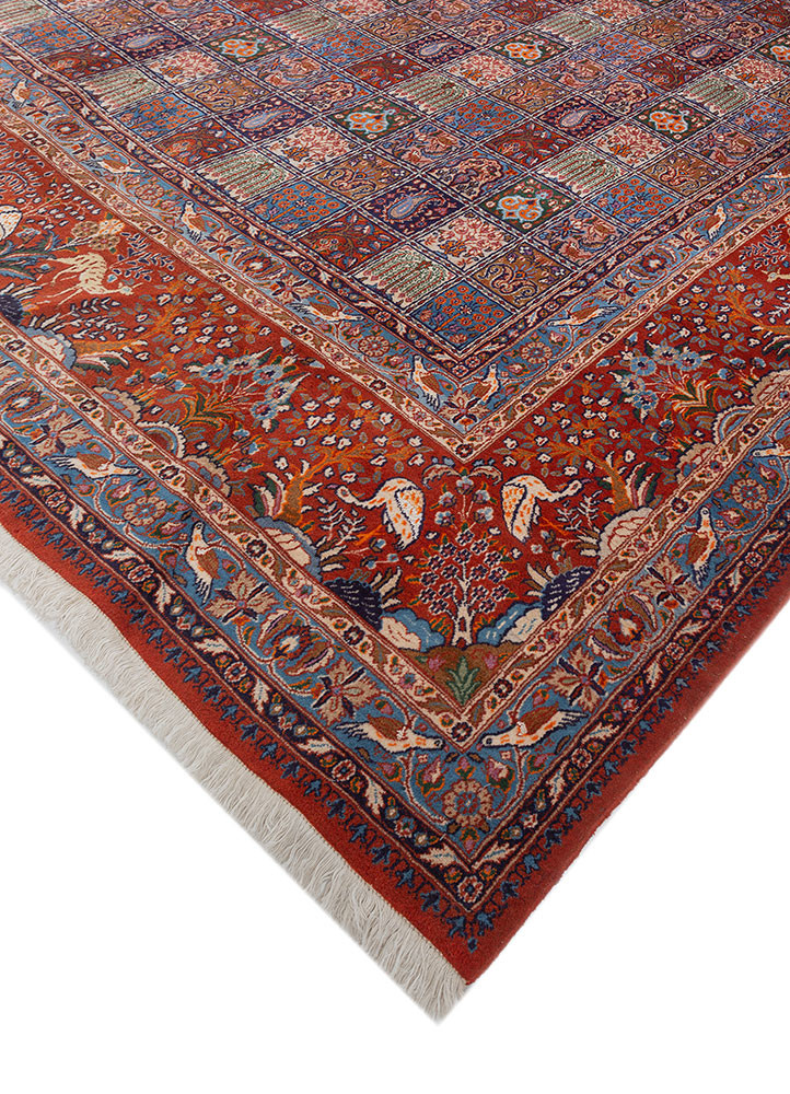 aalam red and orange wool hand knotted Rug - FoldShot aalam red and orange wool hand knotted Rug - FoldShot