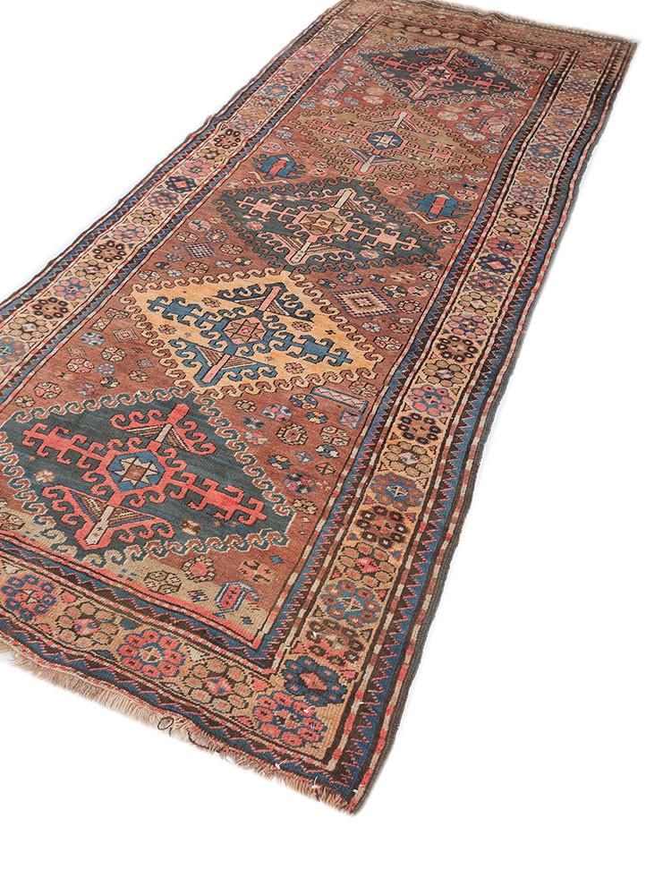 aalam red and orange wool hand knotted Rug - FoldShot aalam red and orange wool hand knotted Rug - FoldShot