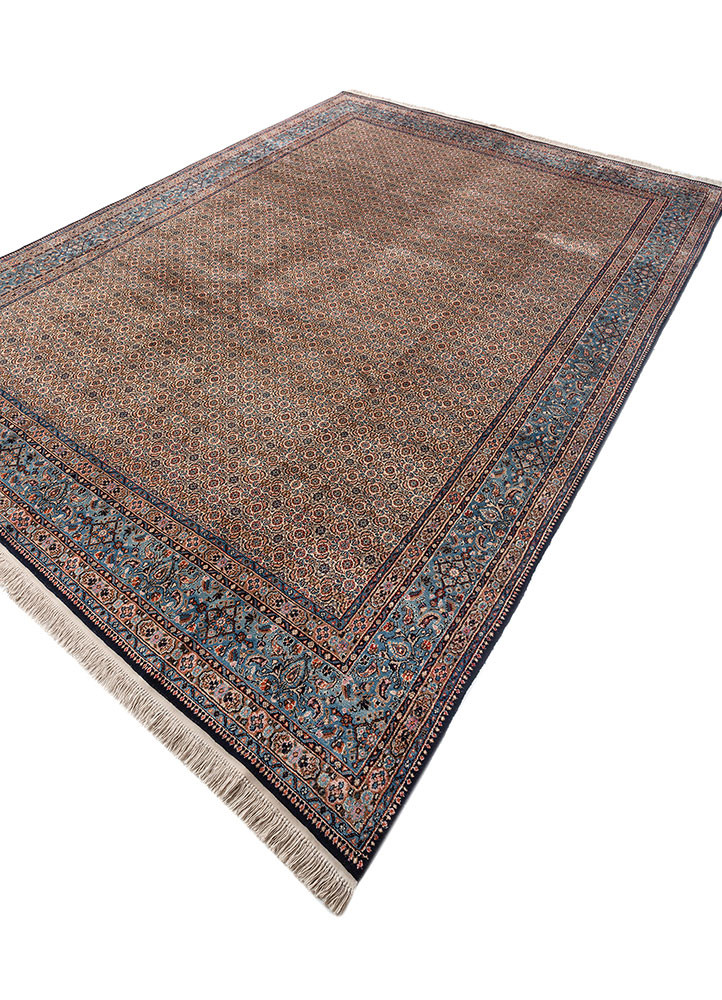 aalam blue wool hand knotted Rug - FoldShot aalam blue wool hand knotted Rug - FoldShot