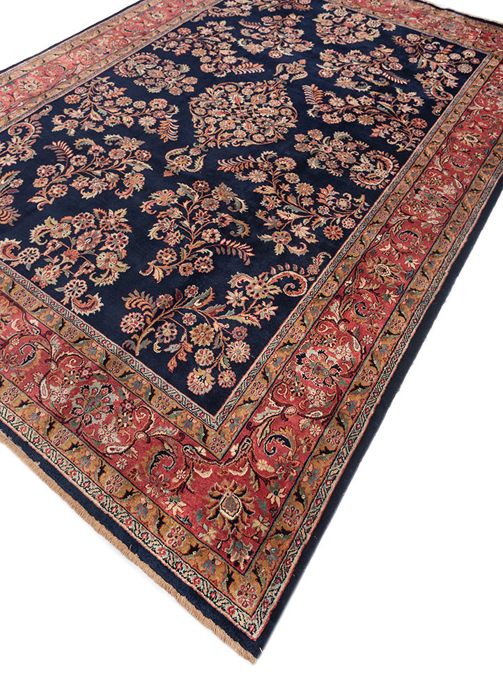 aalam blue wool hand knotted Rug - FoldShot aalam blue wool hand knotted Rug - FoldShot