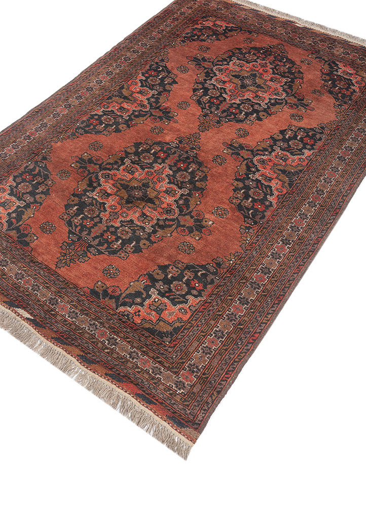 aalam red and orange wool hand knotted Rug - FoldShot aalam red and orange wool hand knotted Rug - FoldShot