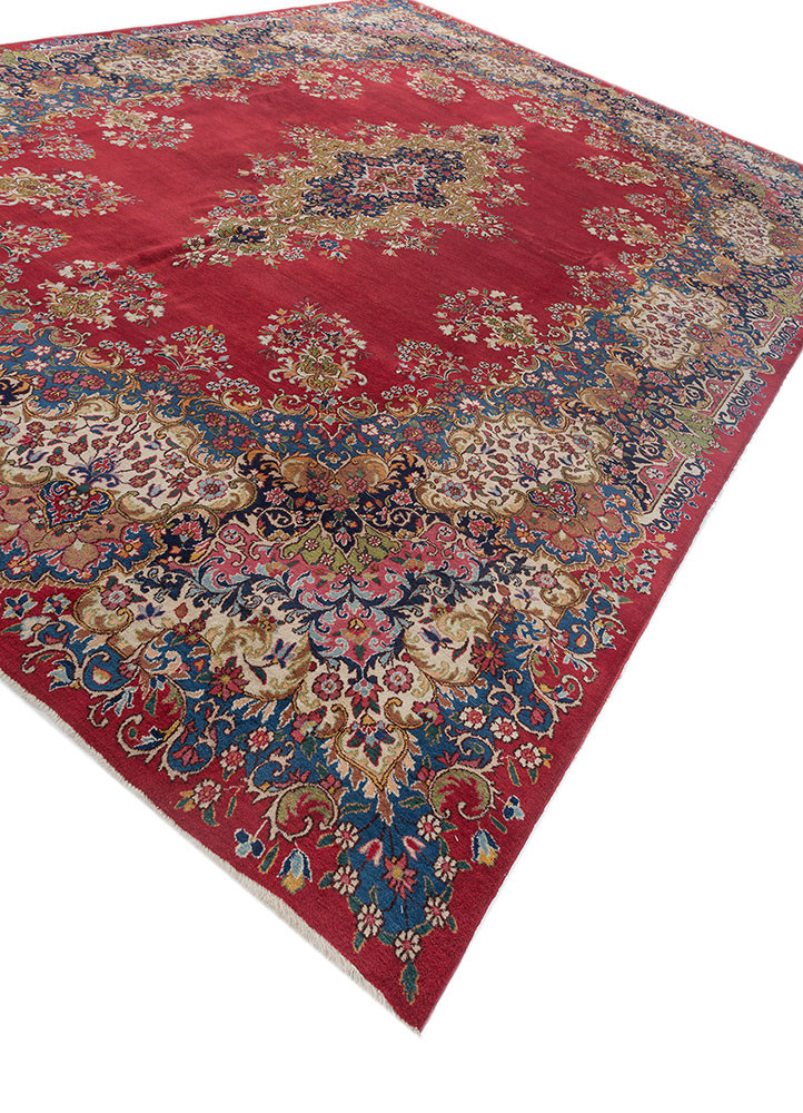 aalam pink and purple wool hand knotted Rug - FoldShot