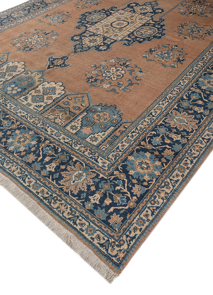 aalam blue wool hand knotted Rug - FoldShot aalam blue wool hand knotted Rug - FoldShot