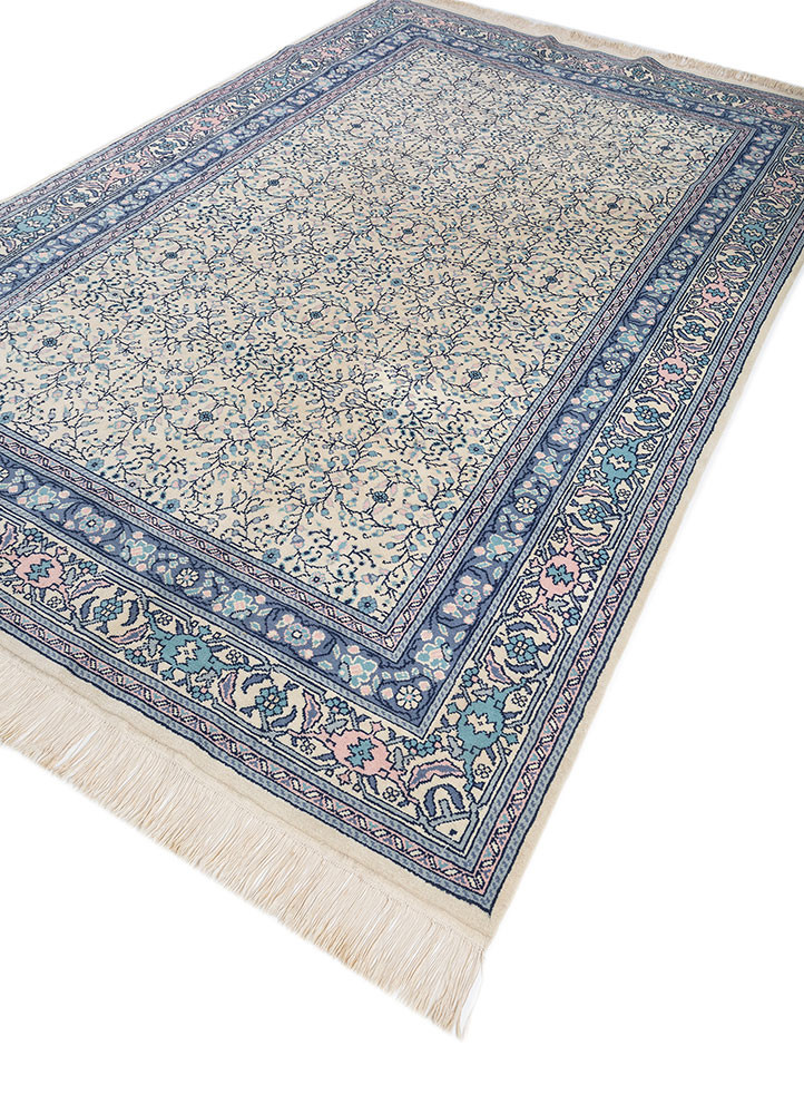 aalam blue wool hand knotted Rug - FoldShot aalam blue wool hand knotted Rug - FoldShot