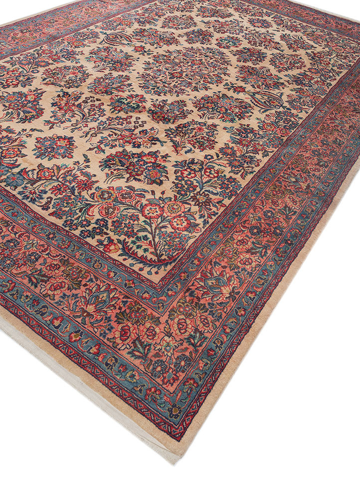 aalam pink and purple wool hand knotted Rug - FoldShot