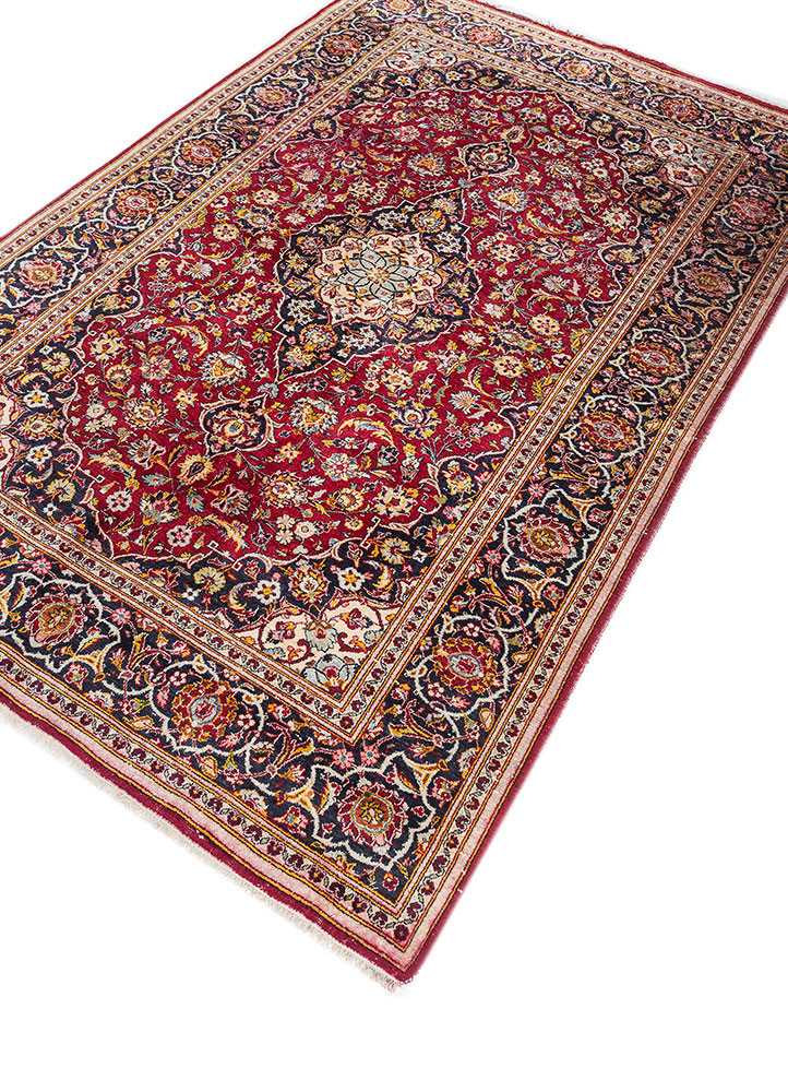 gulmarg red and orange silk hand knotted Rug - FoldShot