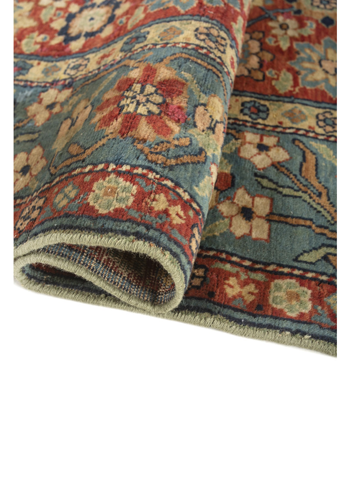aalam red and orange wool hand knotted Rug - FoldShot aalam red and orange wool hand knotted Rug - FoldShot