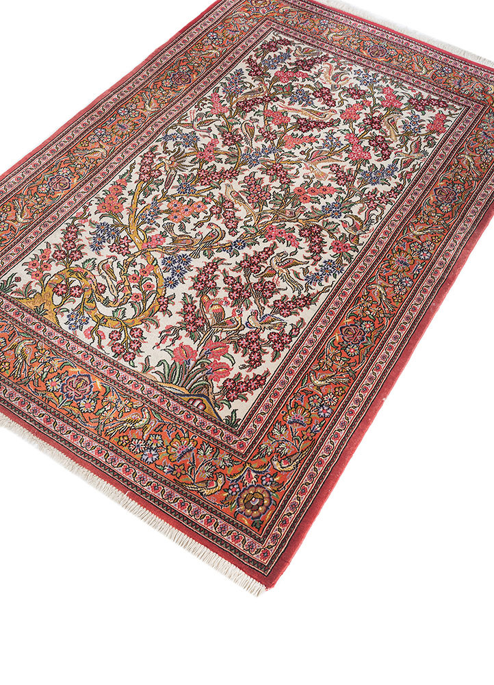 aalam pink and purple wool hand knotted Rug - FoldShot aalam pink and purple wool hand knotted Rug - FoldShot