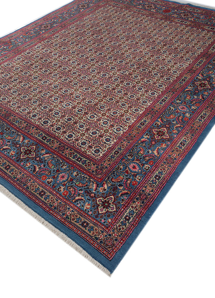 aalam blue wool hand knotted Rug - FoldShot