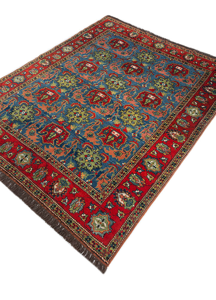 aalam blue wool hand knotted Rug - FoldShot aalam blue wool hand knotted Rug - FoldShot