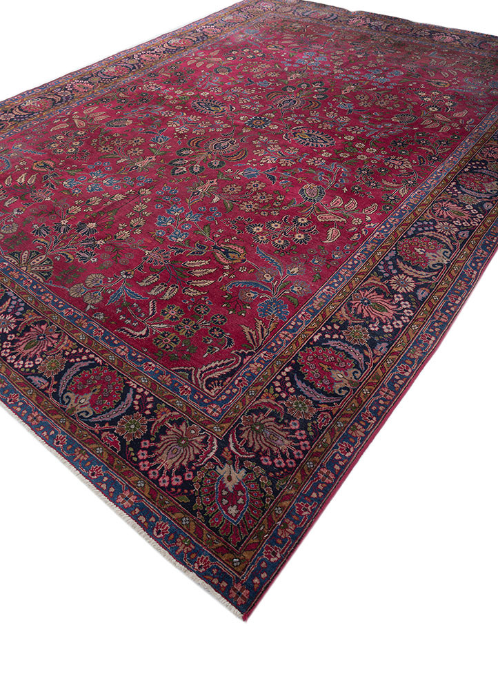 aalam red and orange wool hand knotted Rug - FoldShot