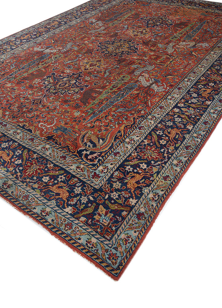 aalam blue wool hand knotted Rug - FoldShot aalam blue wool hand knotted Rug - FoldShot