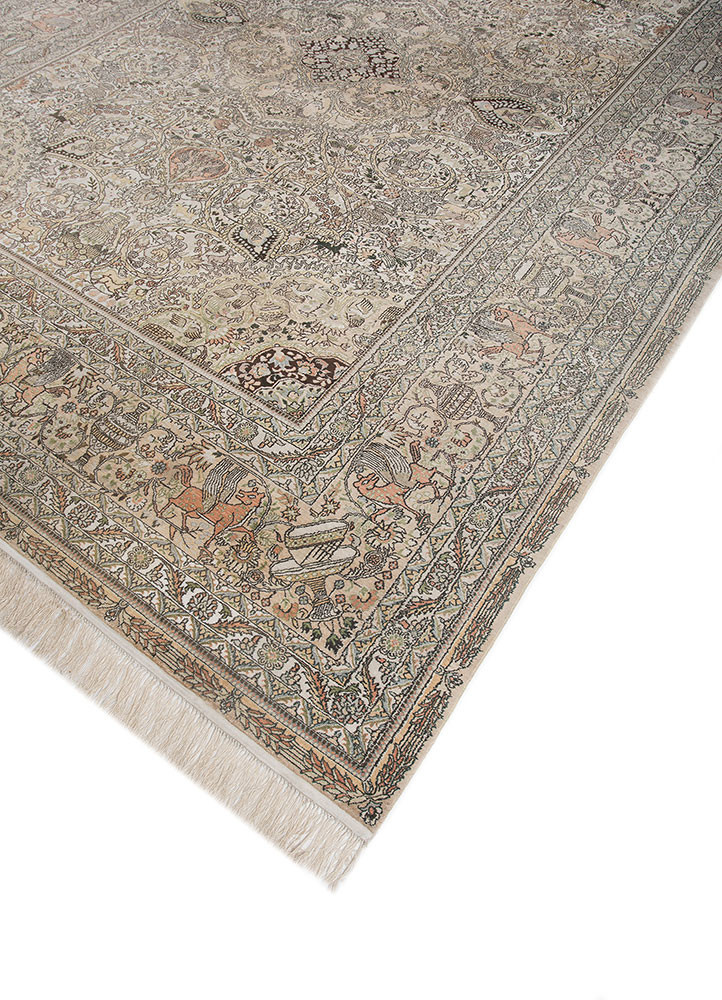 gulmarg green silk hand knotted Rug - FoldShot