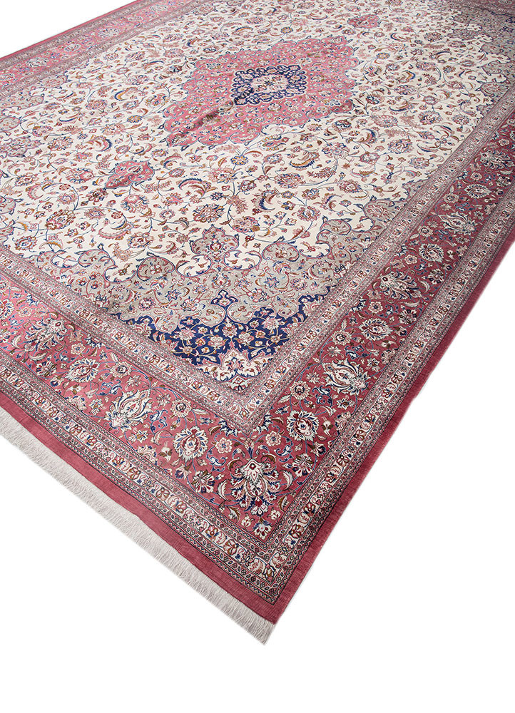 gulmarg red and orange silk hand knotted Rug - FoldShot